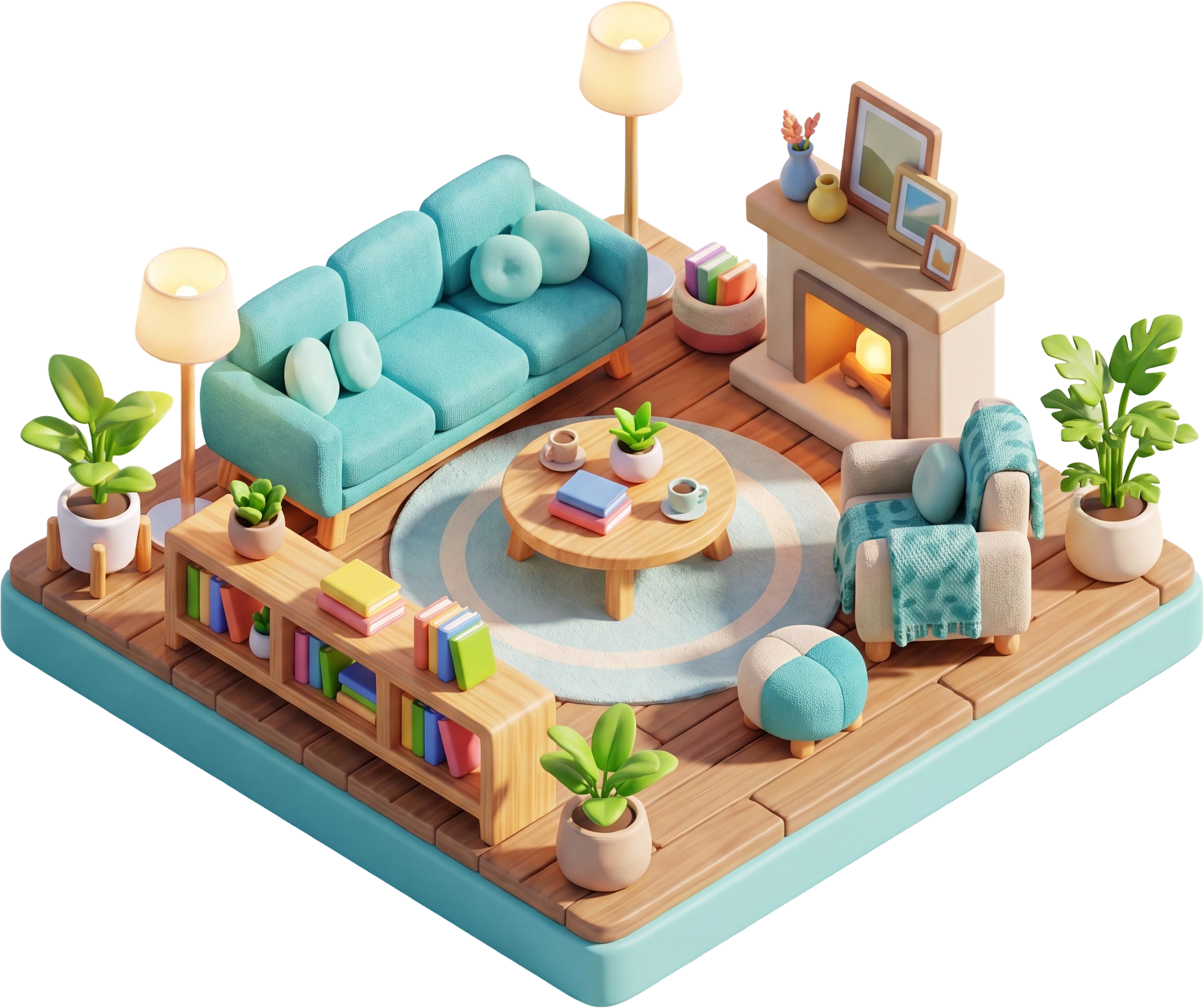 A colorful living room illustration
