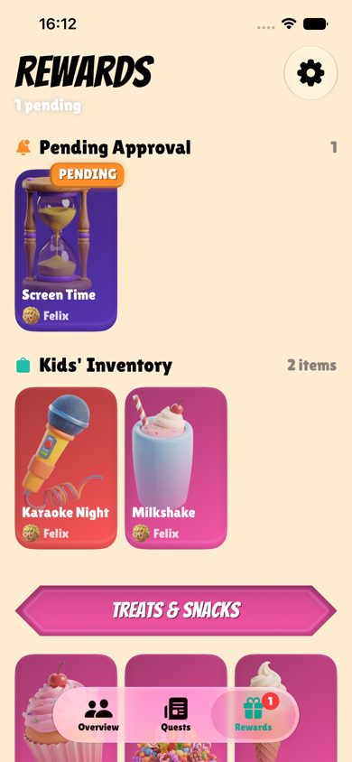 Picobello parent rewards screen