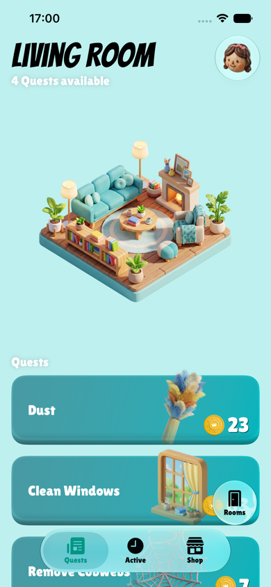 Picobello living room quest screen